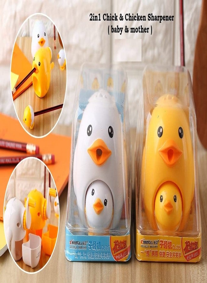 تيمسون مبراة أقلام رصاص للأطفال من تيمسون - مبراة أقلام رصاص يدوية ميكانيكية على شكل كتكوت لطيف، أدوات قرطاسية/هدية عيد ميلاد للأطفال (CL-215) (أصفر) - Image 4